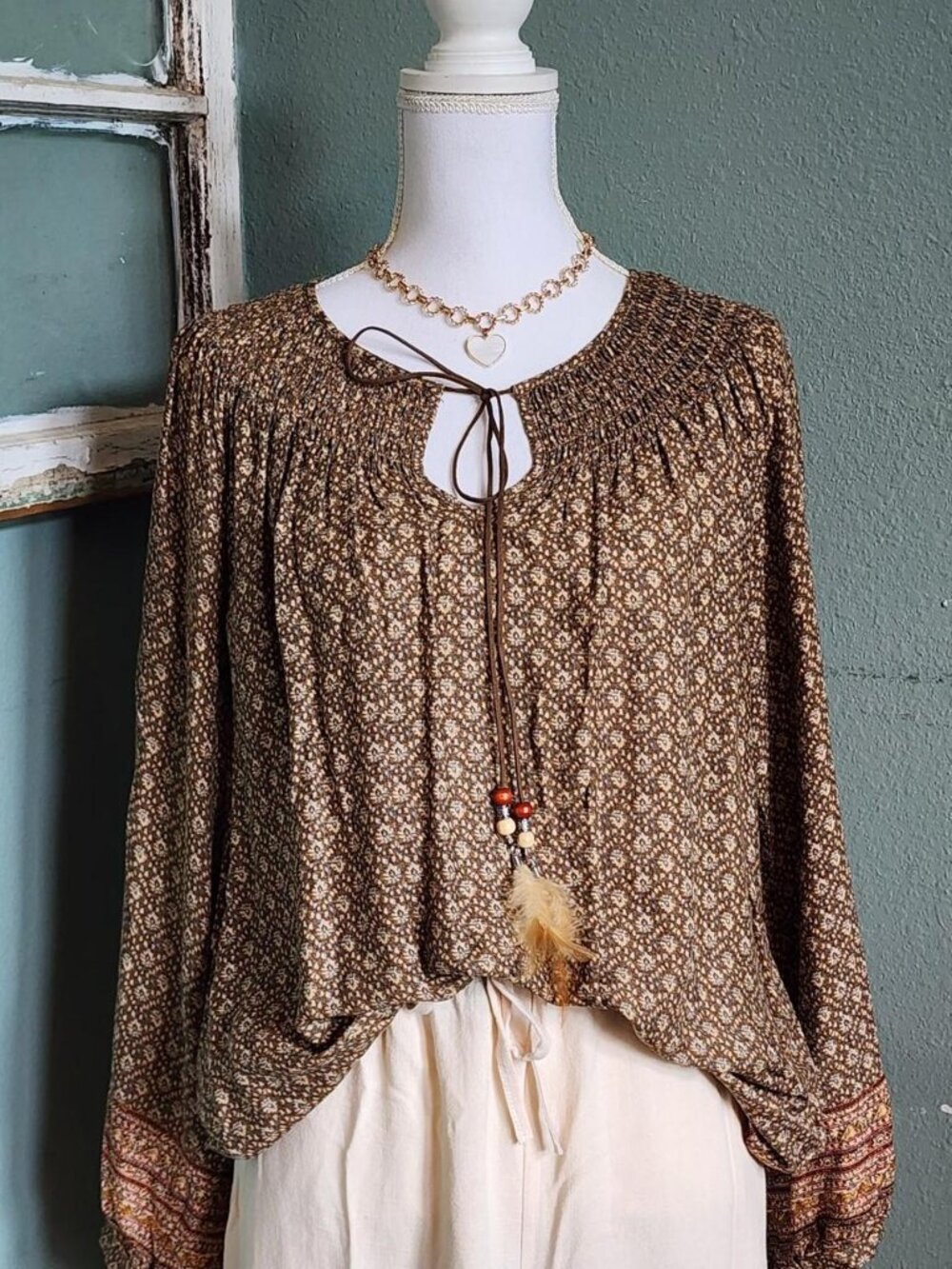 Entro Women's Small Brown Earth Toned Blouse